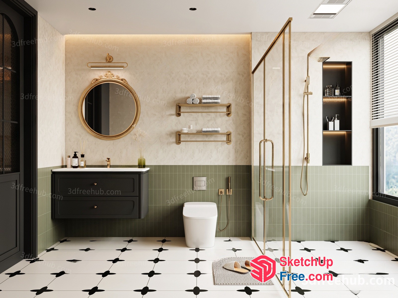Elegant Modern Bathroom Interior 3D SketchUp File