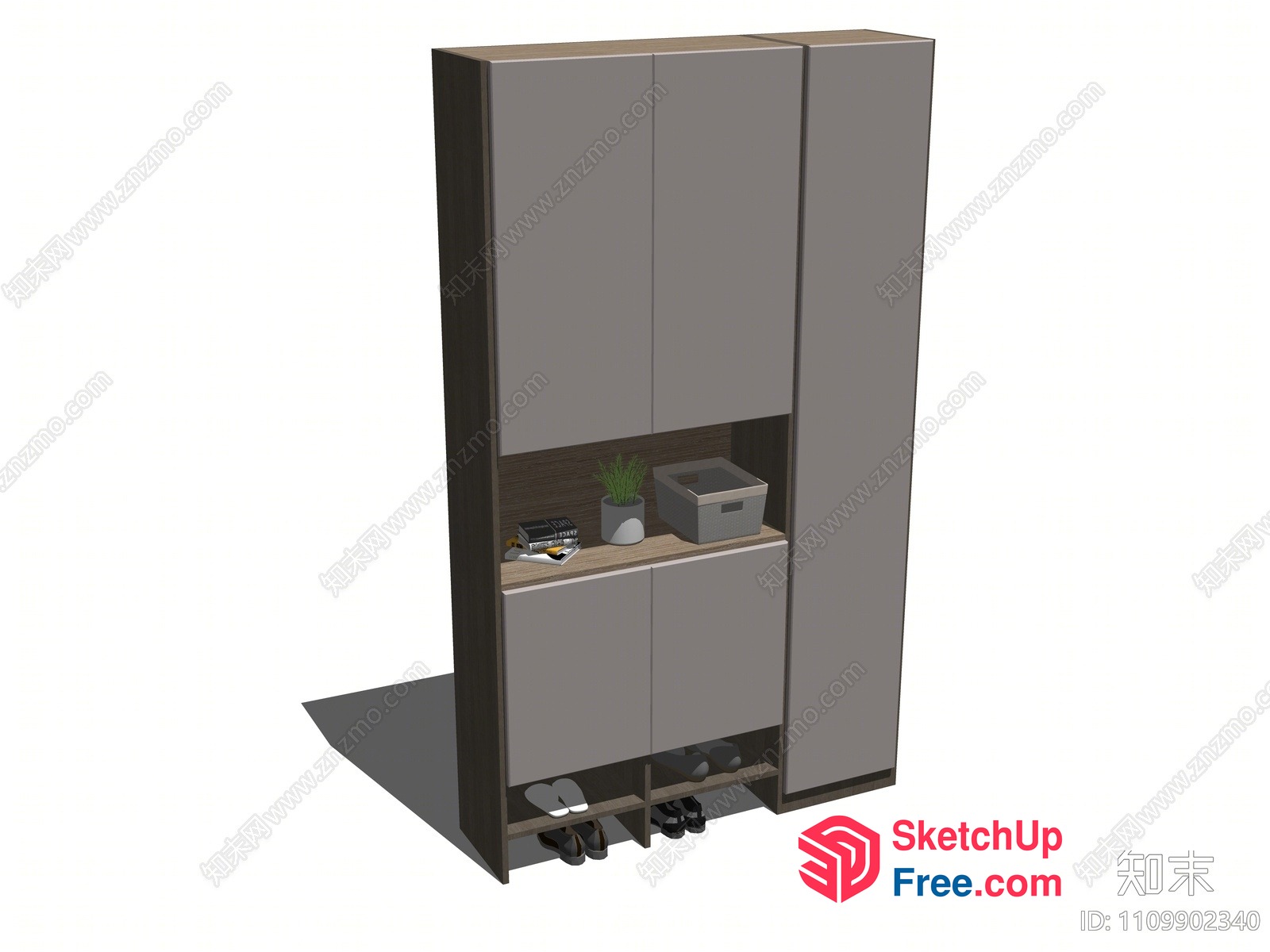 Modern Shoe Storage Cabinet With Built-In Shelving 3D SketchUp File