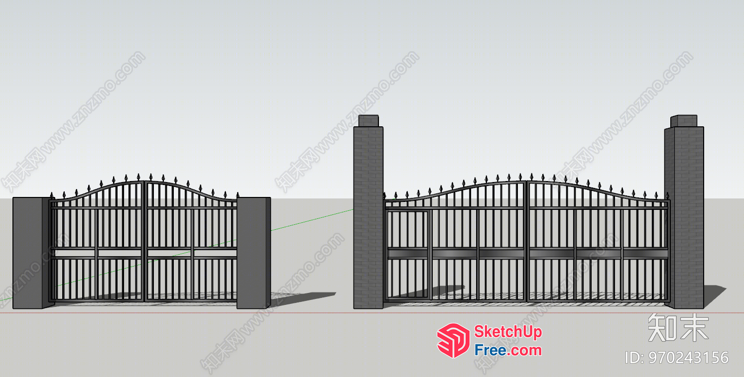Metal Gate With Pillars 3D SketchUp File