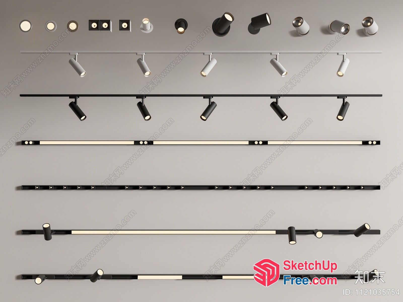 Modern Track Lighting Fixtures Collection 3D SketchUp File
