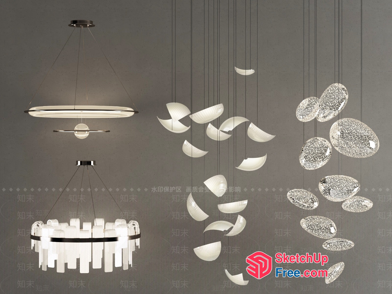 Modern Chandelier Designs With Various Shapes 3D SketchUp File