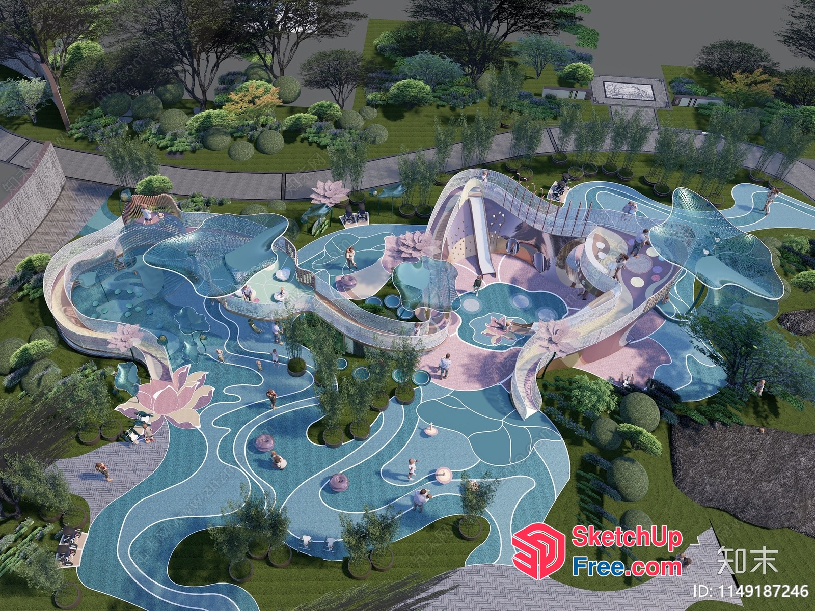 Serene Waterfront Park 3D SketchUp File