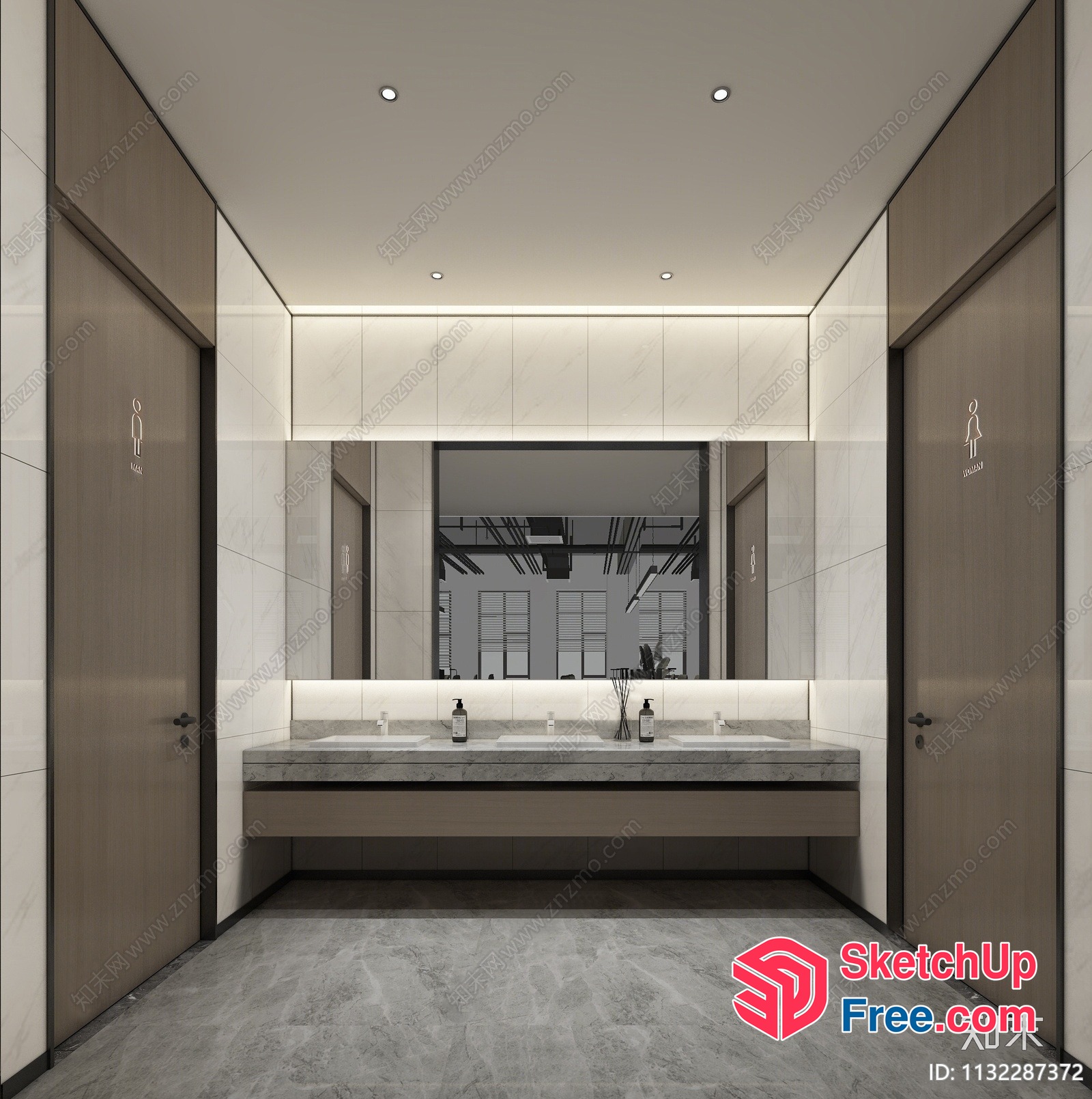 Modern Bathroom With Grey And White Tones 3D SketchUp File