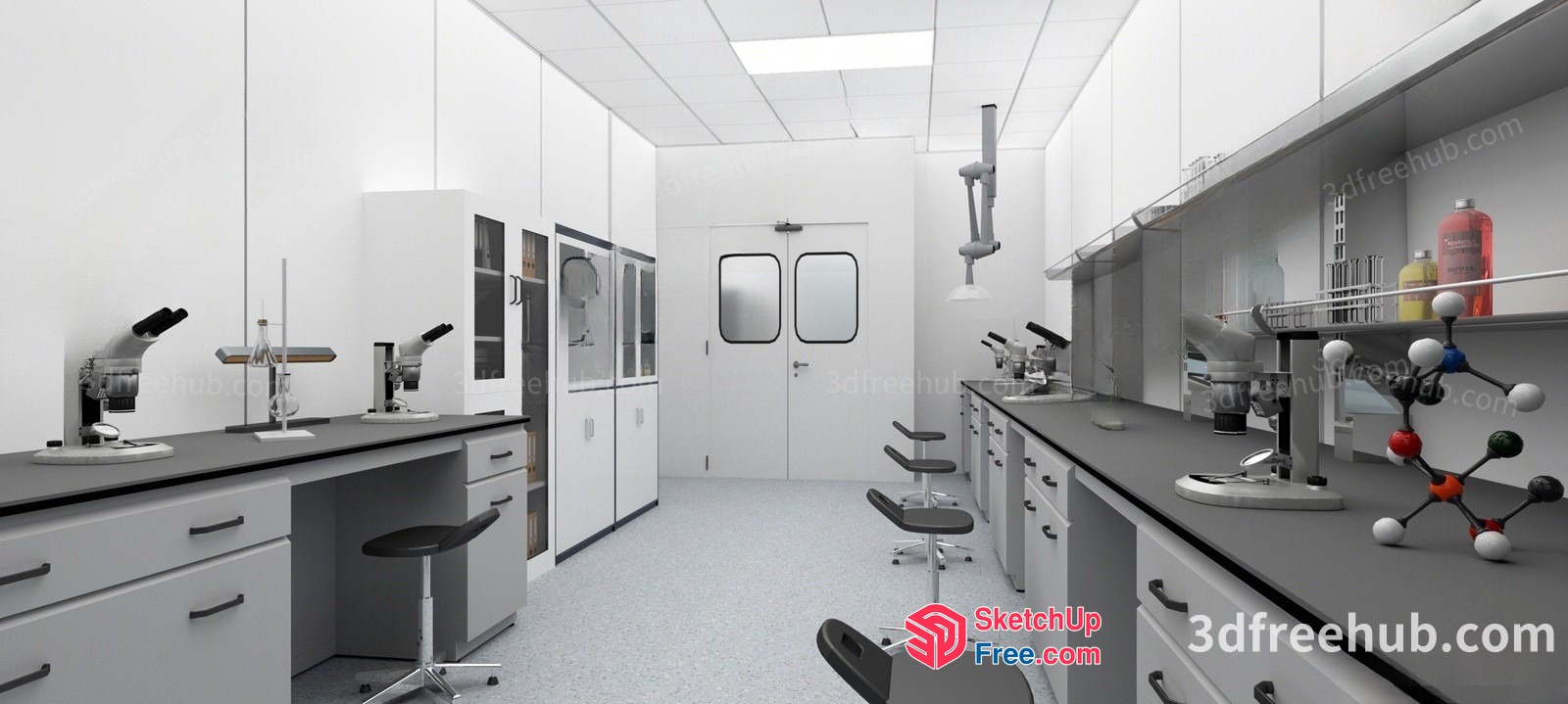 Laboratory Interior With Modern Furniture And Scientific Equipment 3D SketchUp File