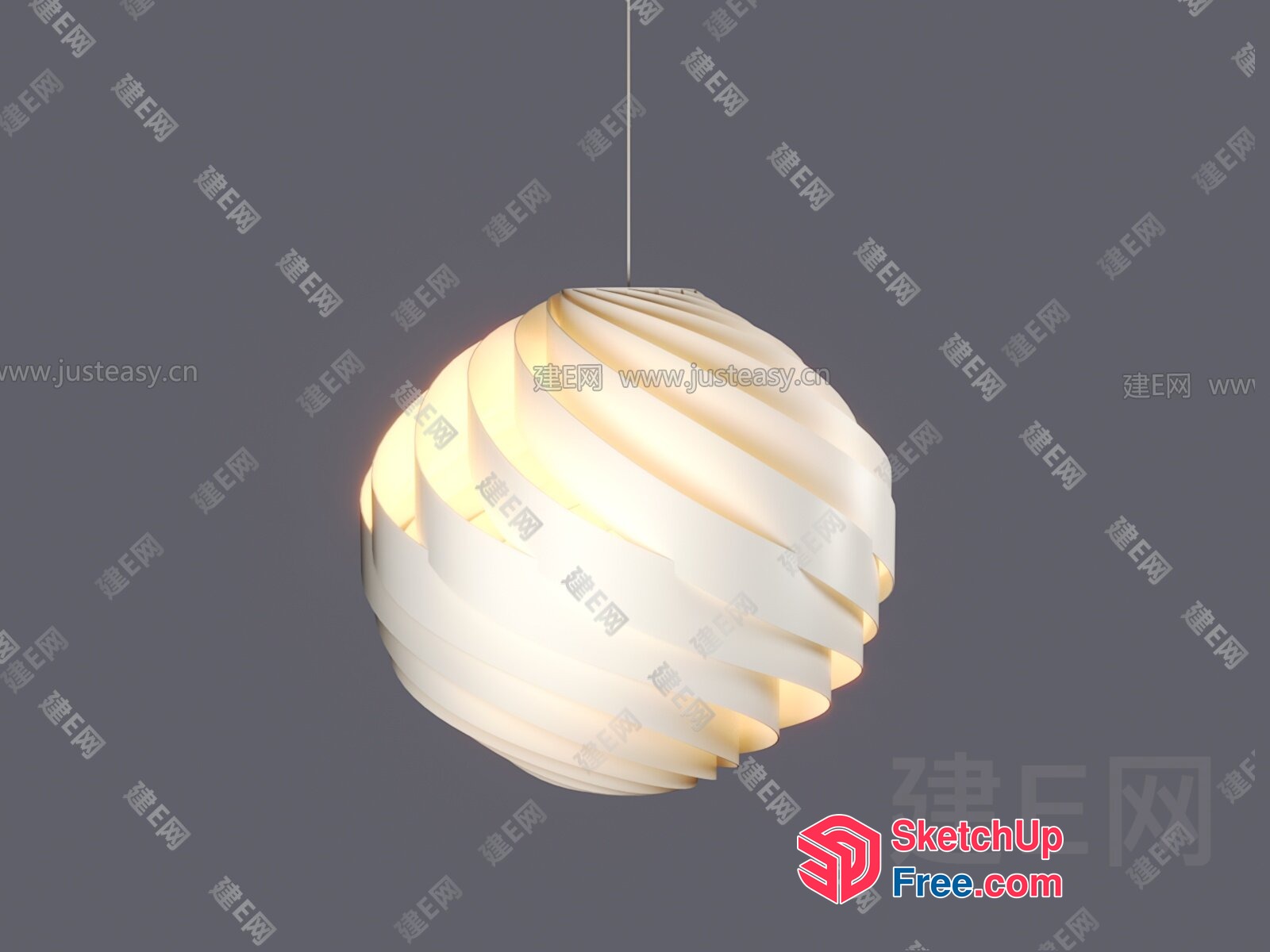 Modern White Hanging Light Fixture With Unique Design 3D SketchUp File