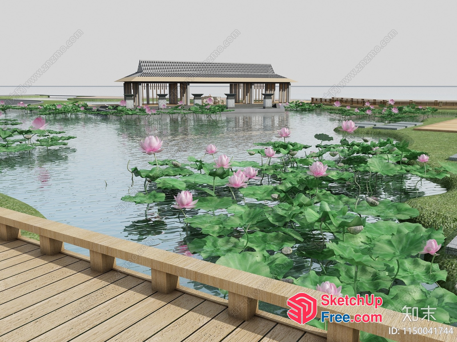 Serene Waterfront Pavilion 3D SketchUp File
