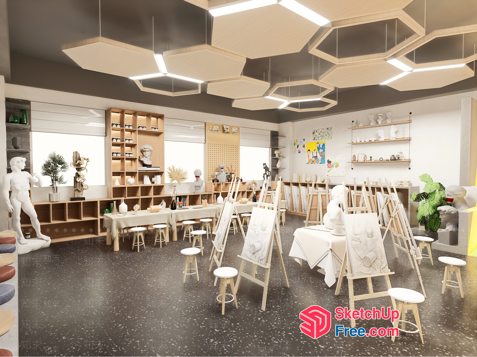 Art Studio With Sculptures And Natural Light 3D SketchUp File