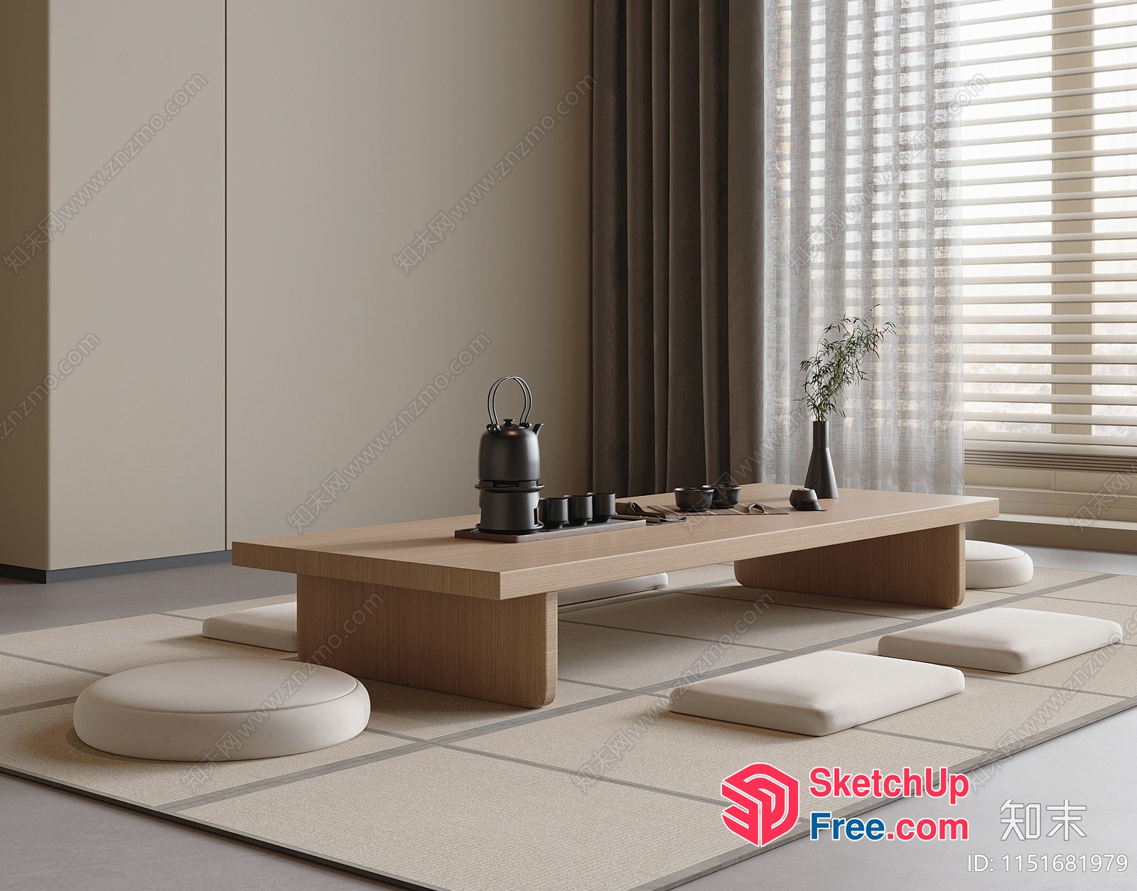Simple Japanese-Inspired Interior 3D SketchUp File