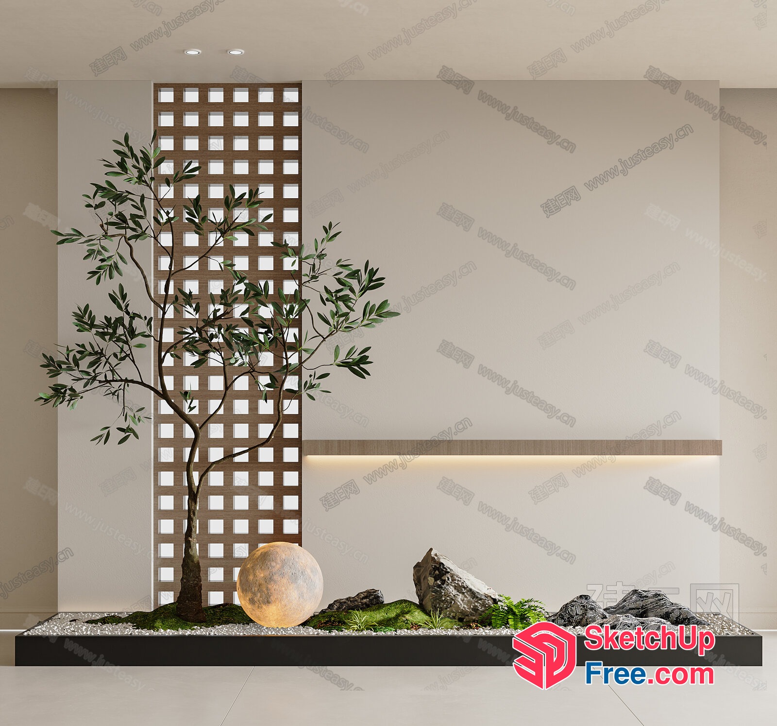 Elegant Modern Japanese-Inspired Interior 3D SketchUp File