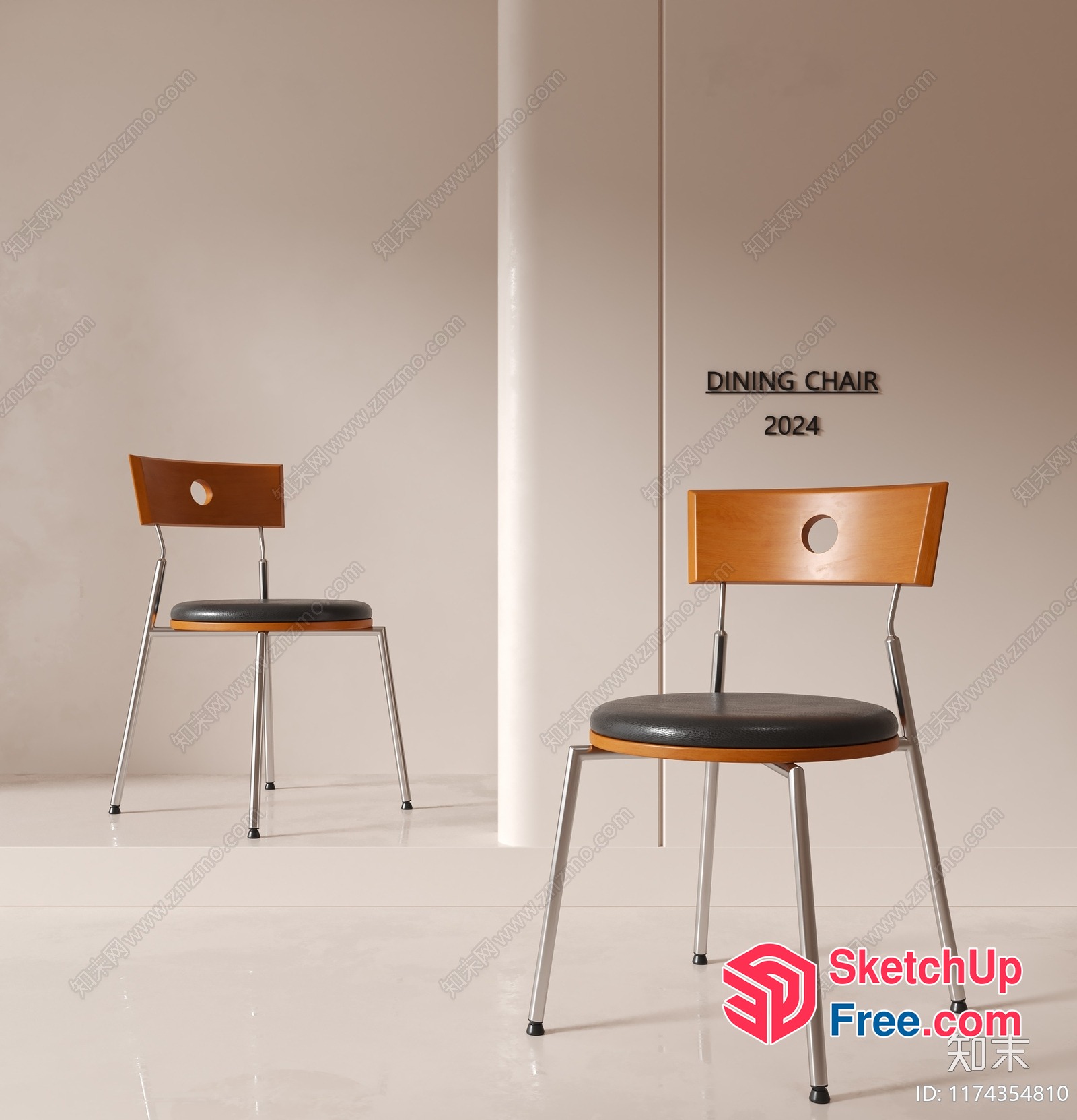 Modern Dining Chairs With Sleek Metal Legs 3D SketchUp File