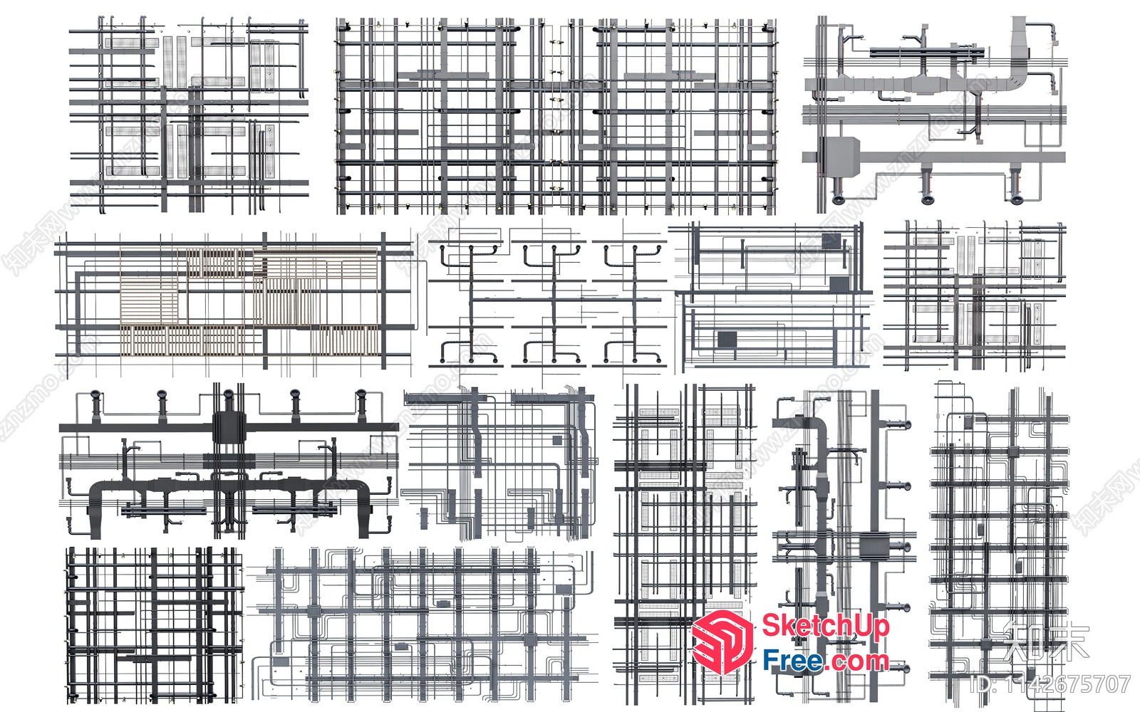 Intricate Network Of Pipes And Lines 3D SketchUp File