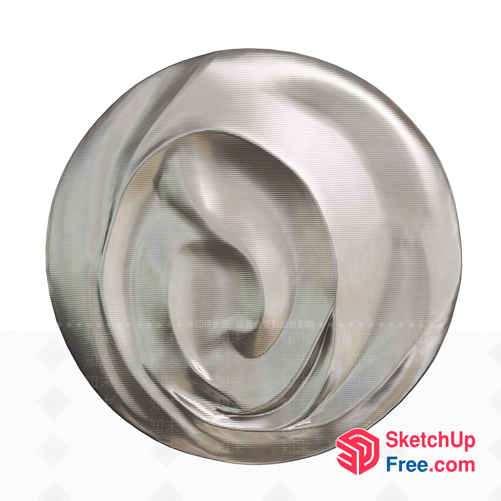 Modern Silver Metallic Circular Art Piece 3D SketchUp File