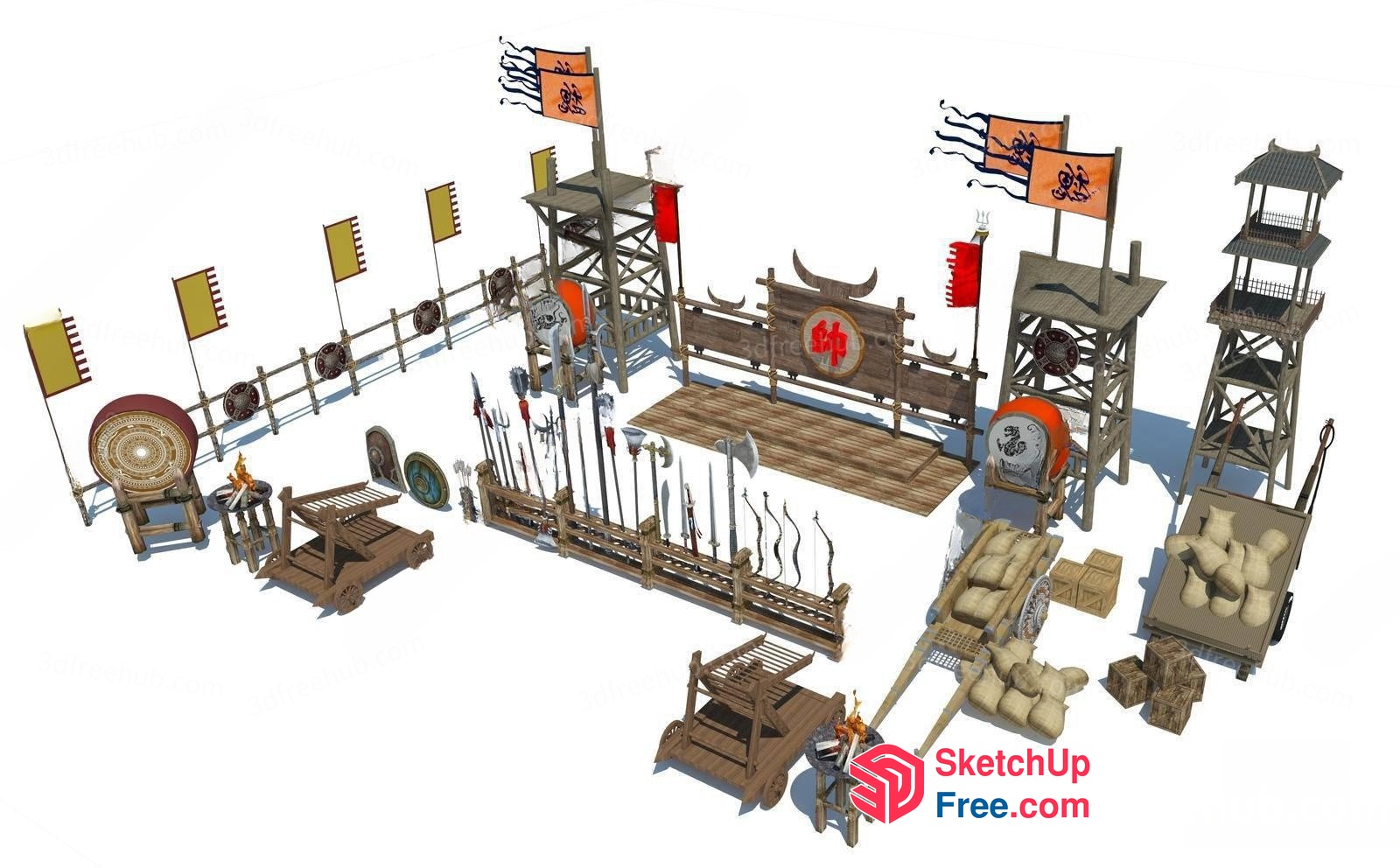 Ancient Battle Scene 3D SketchUp File