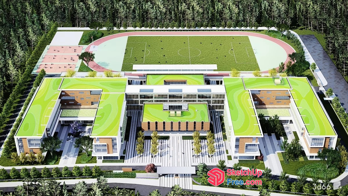 Modern Sports Complex With A Mix Of Natural And Artificial Lighting 3D SketchUp File