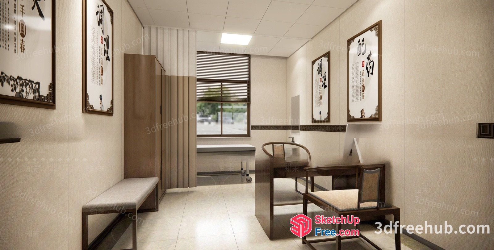 Japanese Style Interior Office 3D SketchUp File