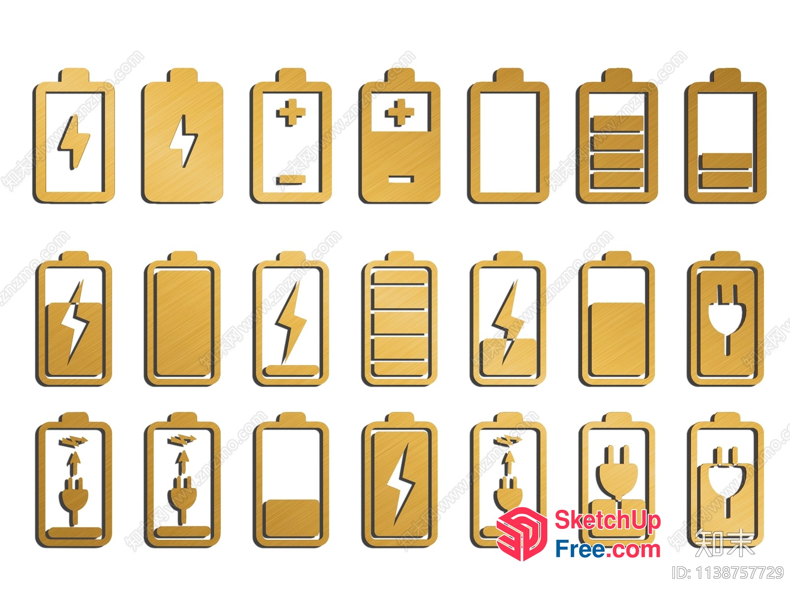 Battery Icons Set 3D SketchUp File