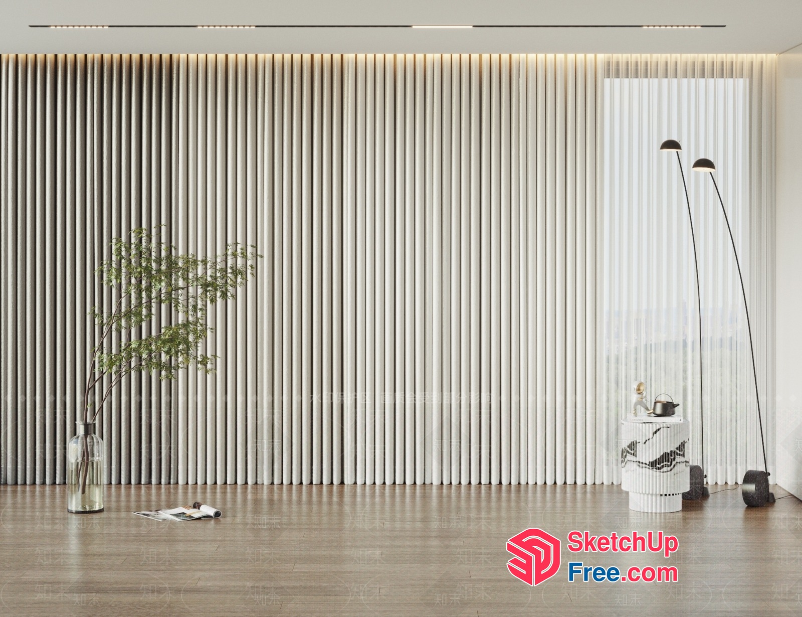 Modern Minimalist Interior Design With Natural Elements 3D SketchUp File