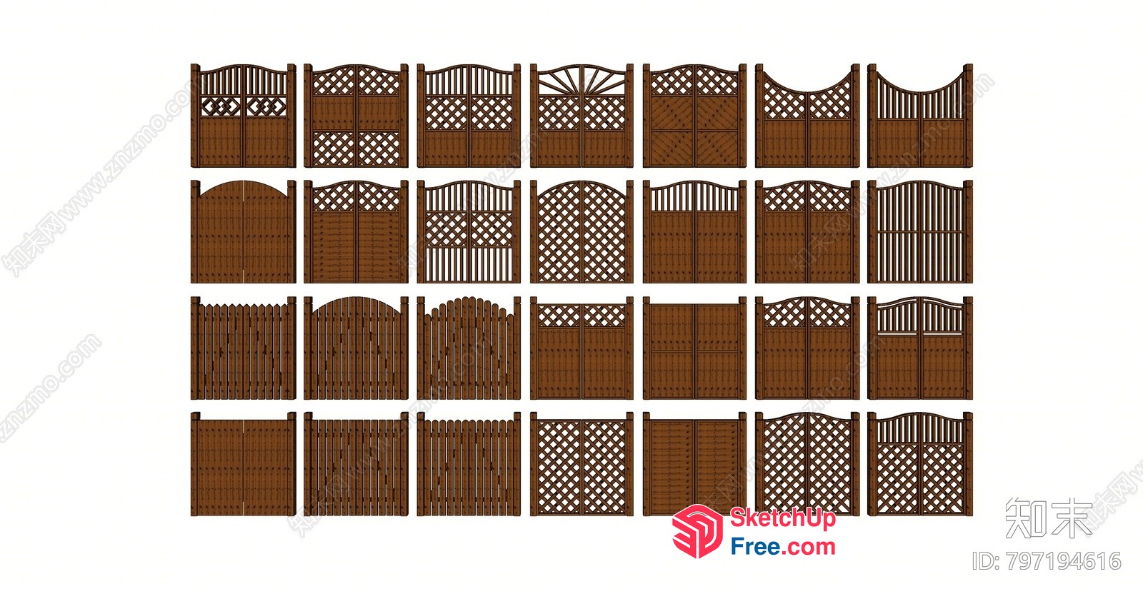 Various Wooden Fence Designs 3D SketchUp File
