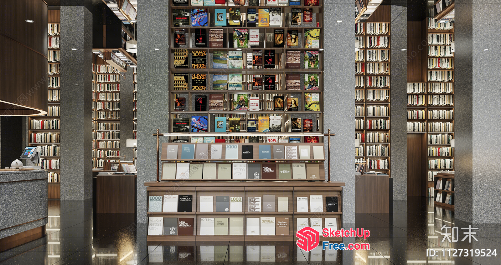 Modern Bookstore Interior With Sleek And Minimalist Design 3D SketchUp File