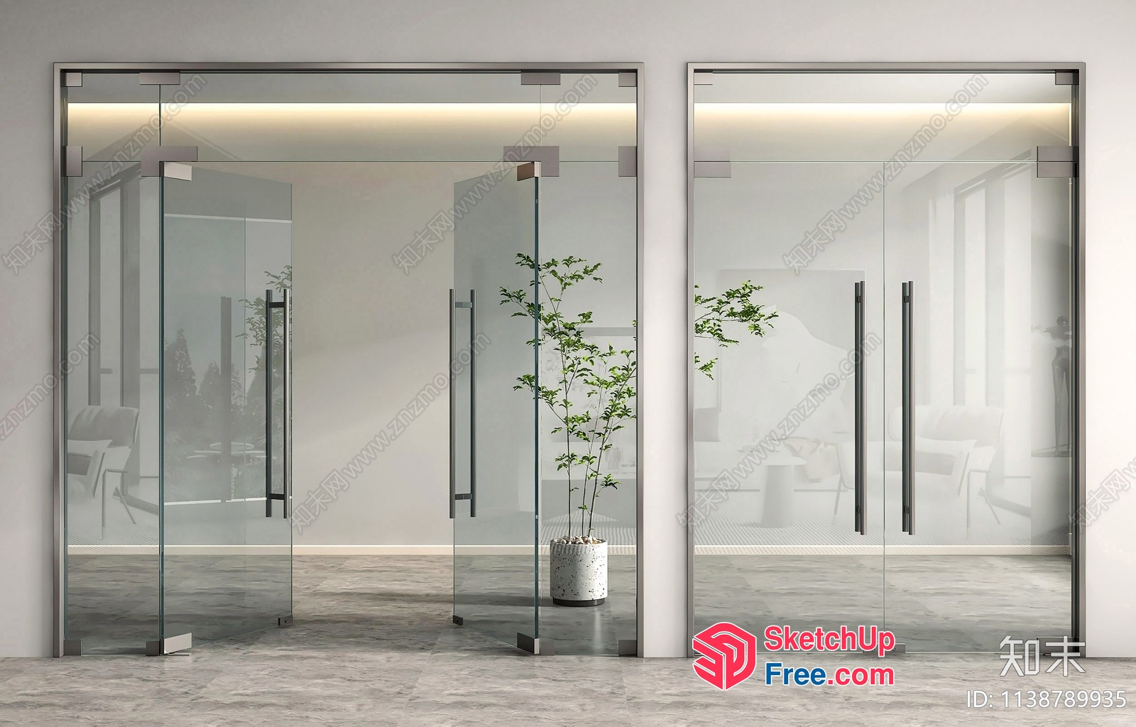 Modern Glass Door And Window Set 3D SketchUp File
