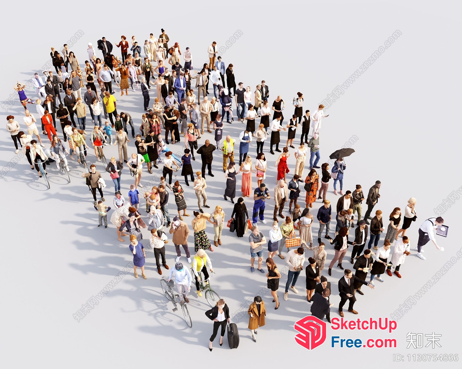 Crowd Of People In Various Poses And Clothing 3D SketchUp File