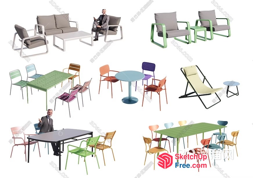 3D Models Of Outdoor Furniture And Table Sets 3D SketchUp File