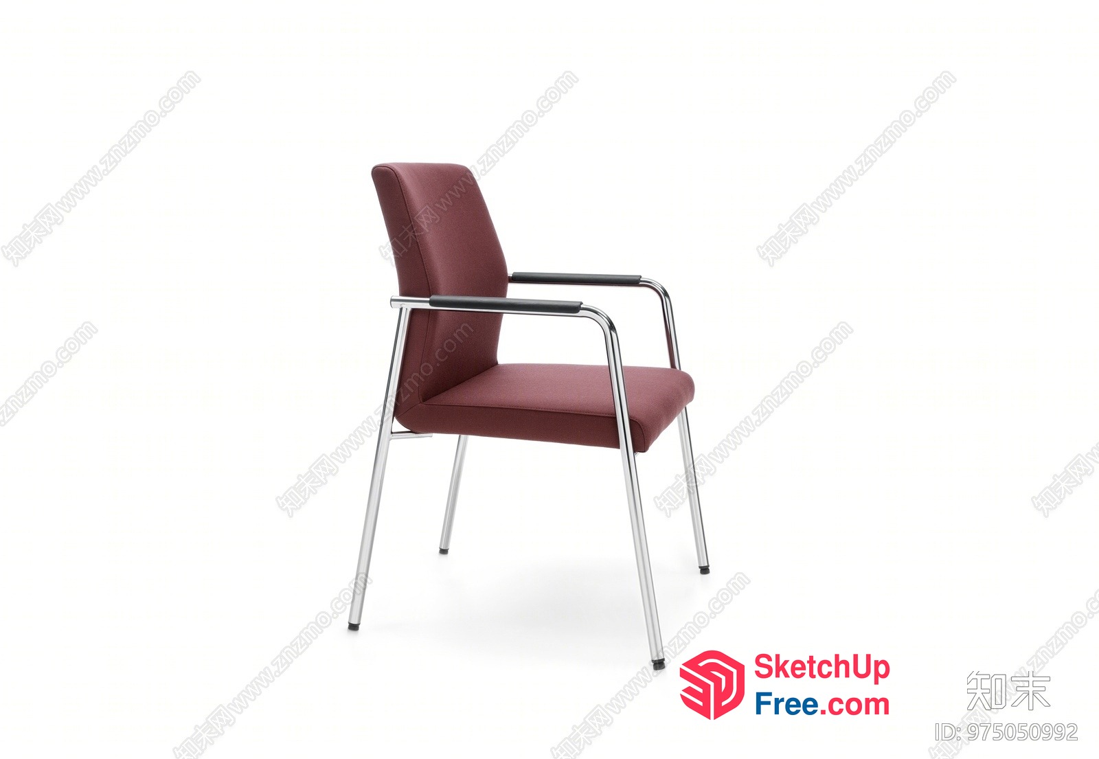 Office Chair With Armrests And Upholstered Seat And Back 3D SketchUp File
