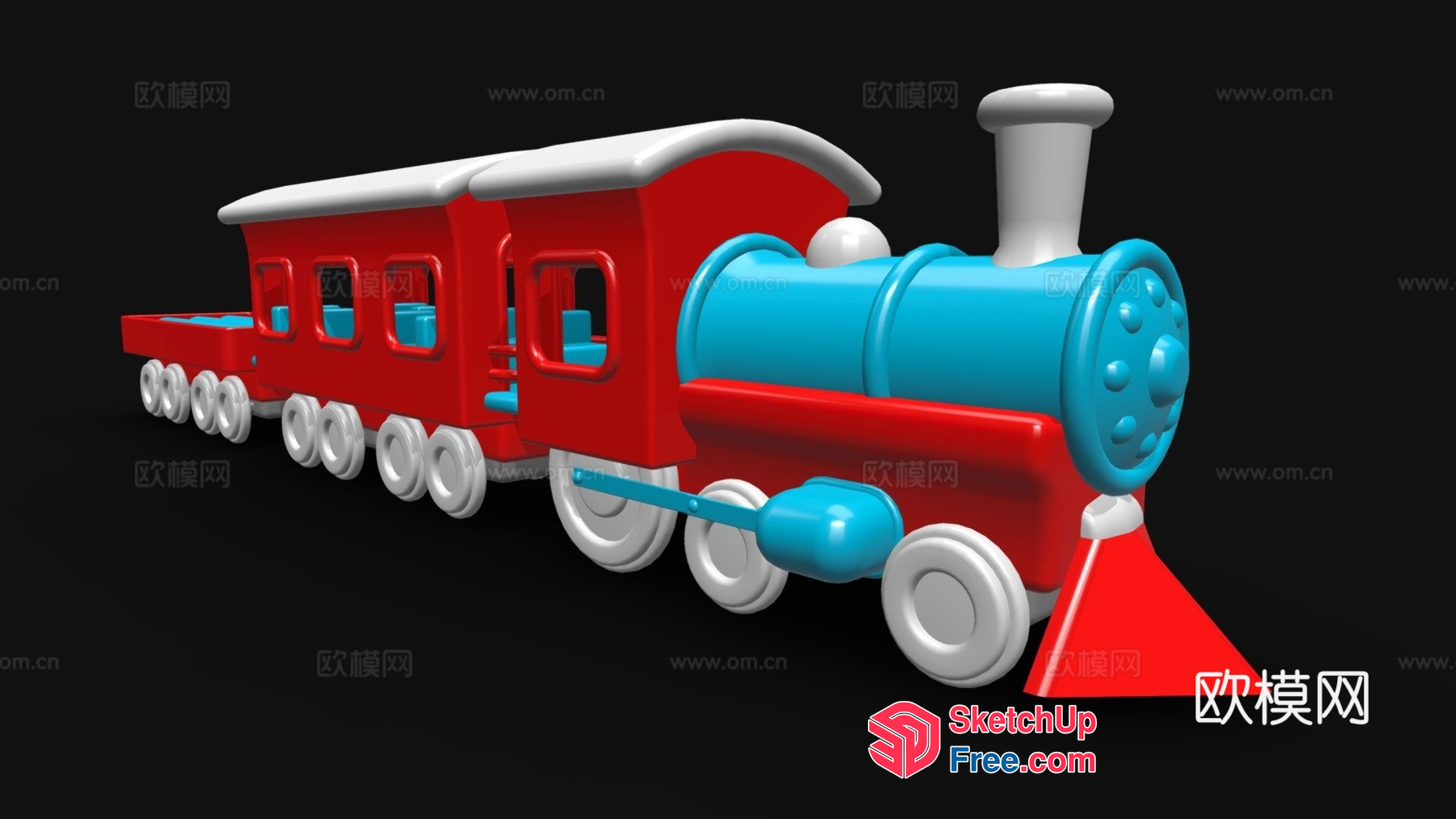 Red And Blue Train Model 3D SketchUp File