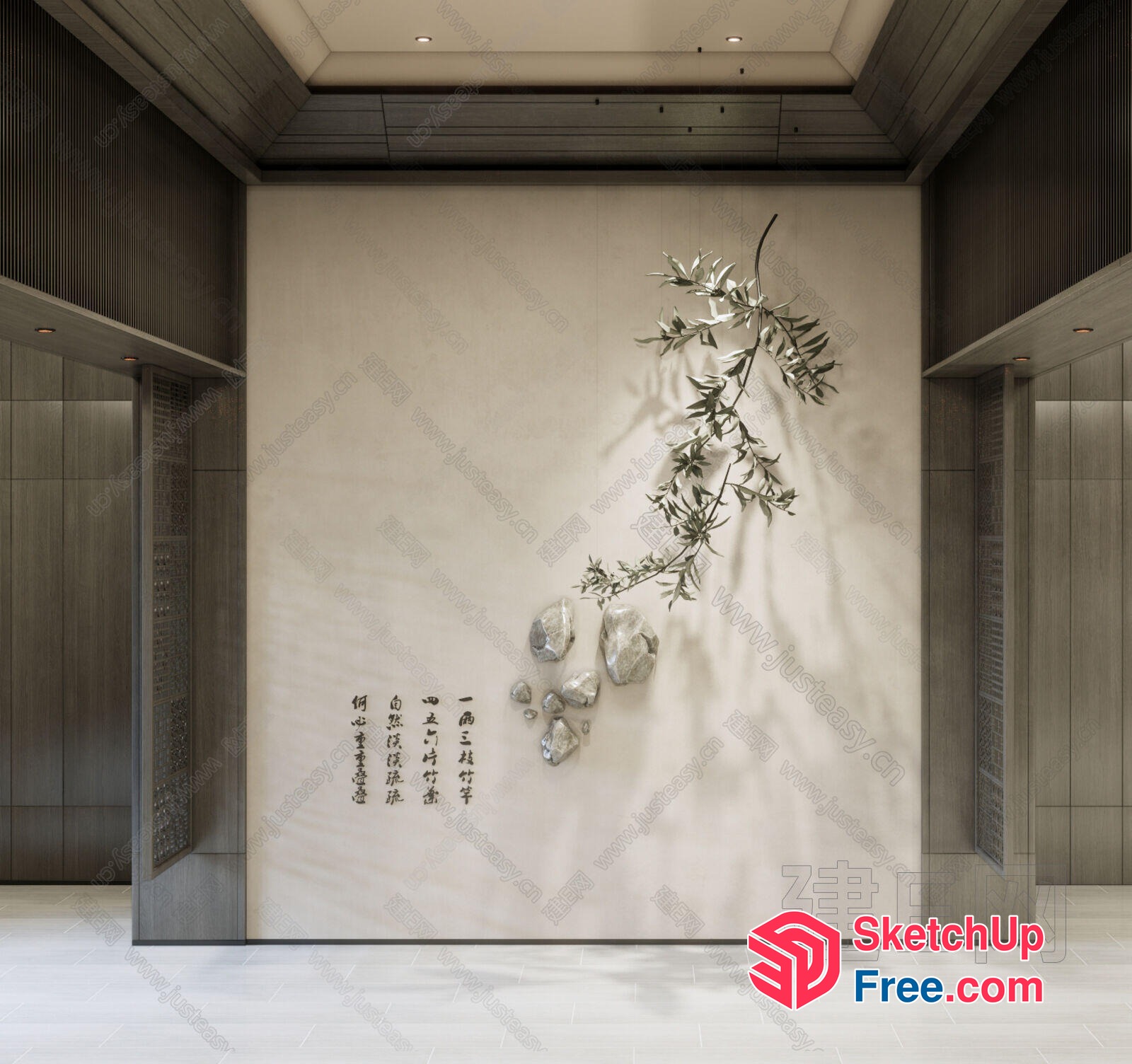 Asian-Inspired Minimalist Wall Decor 3D SketchUp File