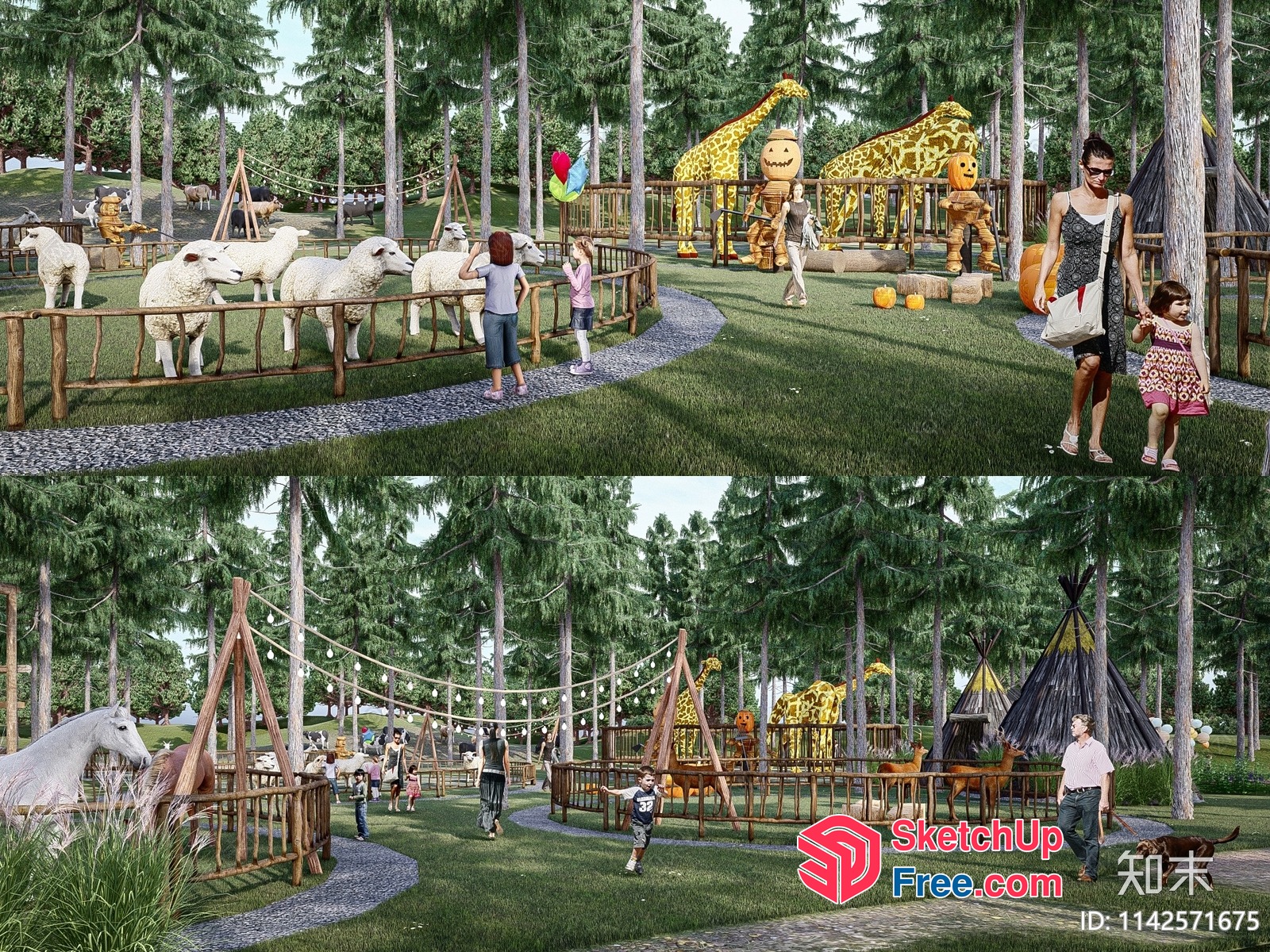 Zoo-Themed Park With Playful Animals And Play Areas 3D SketchUp File