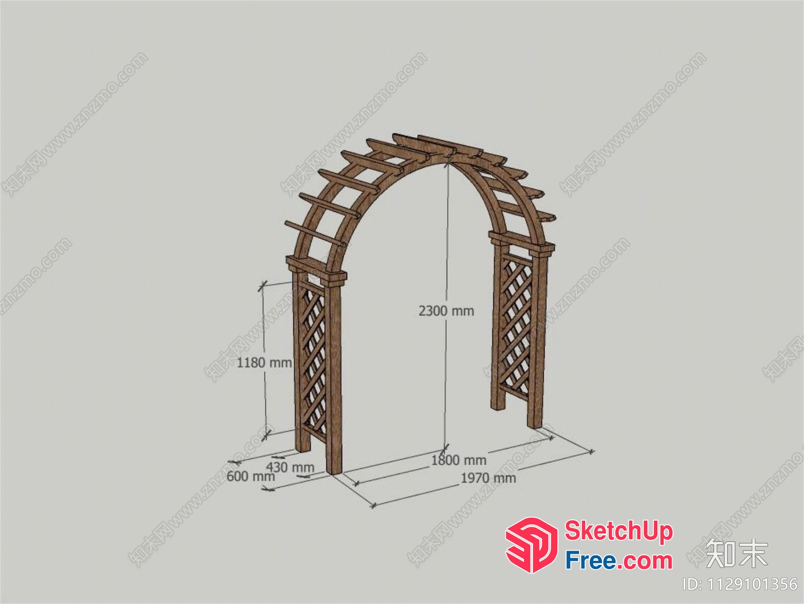 Arched Wooden Structure With Ornate Details 3D SketchUp File