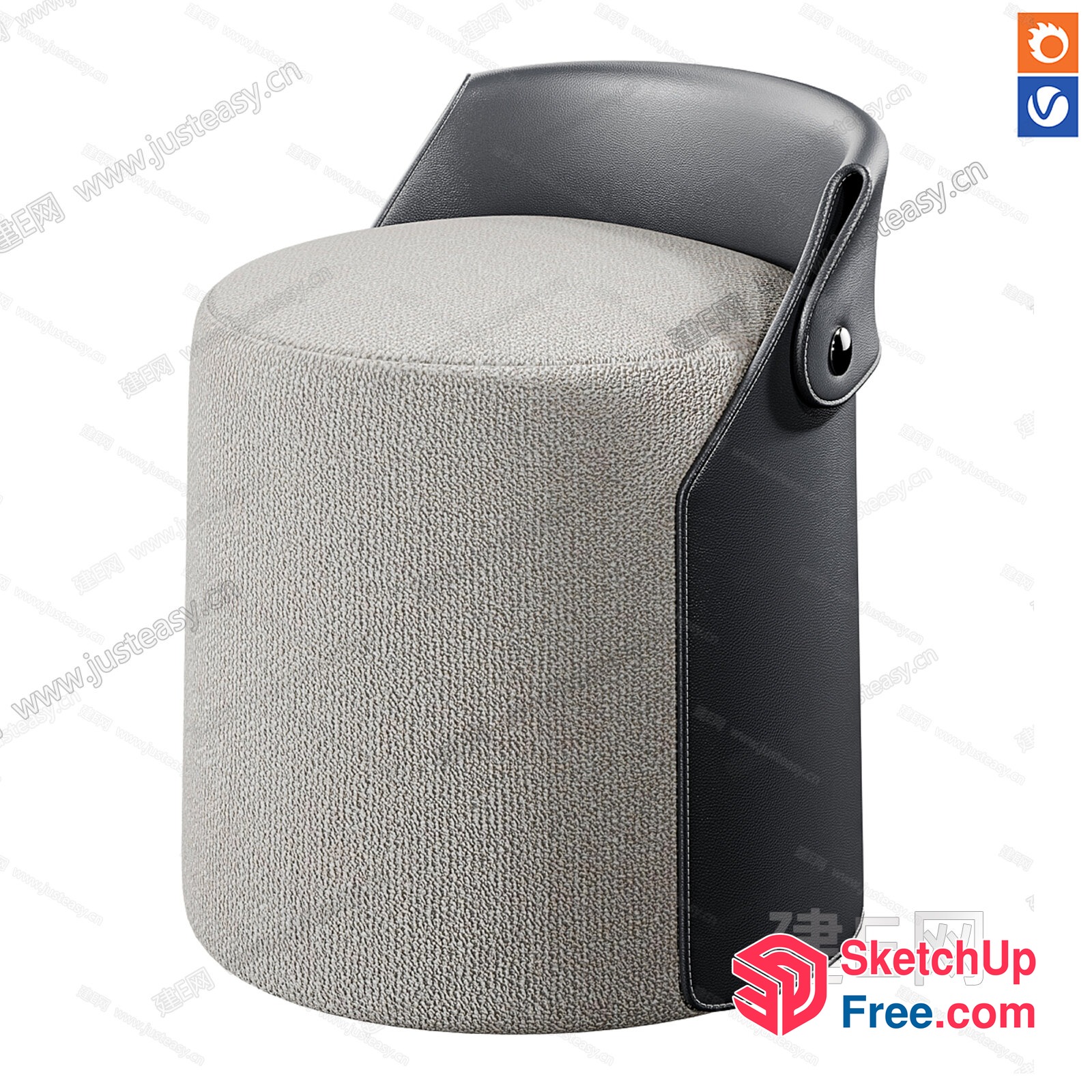 Modern Office Chair With Grey And Beige Fabric 3D SketchUp File
