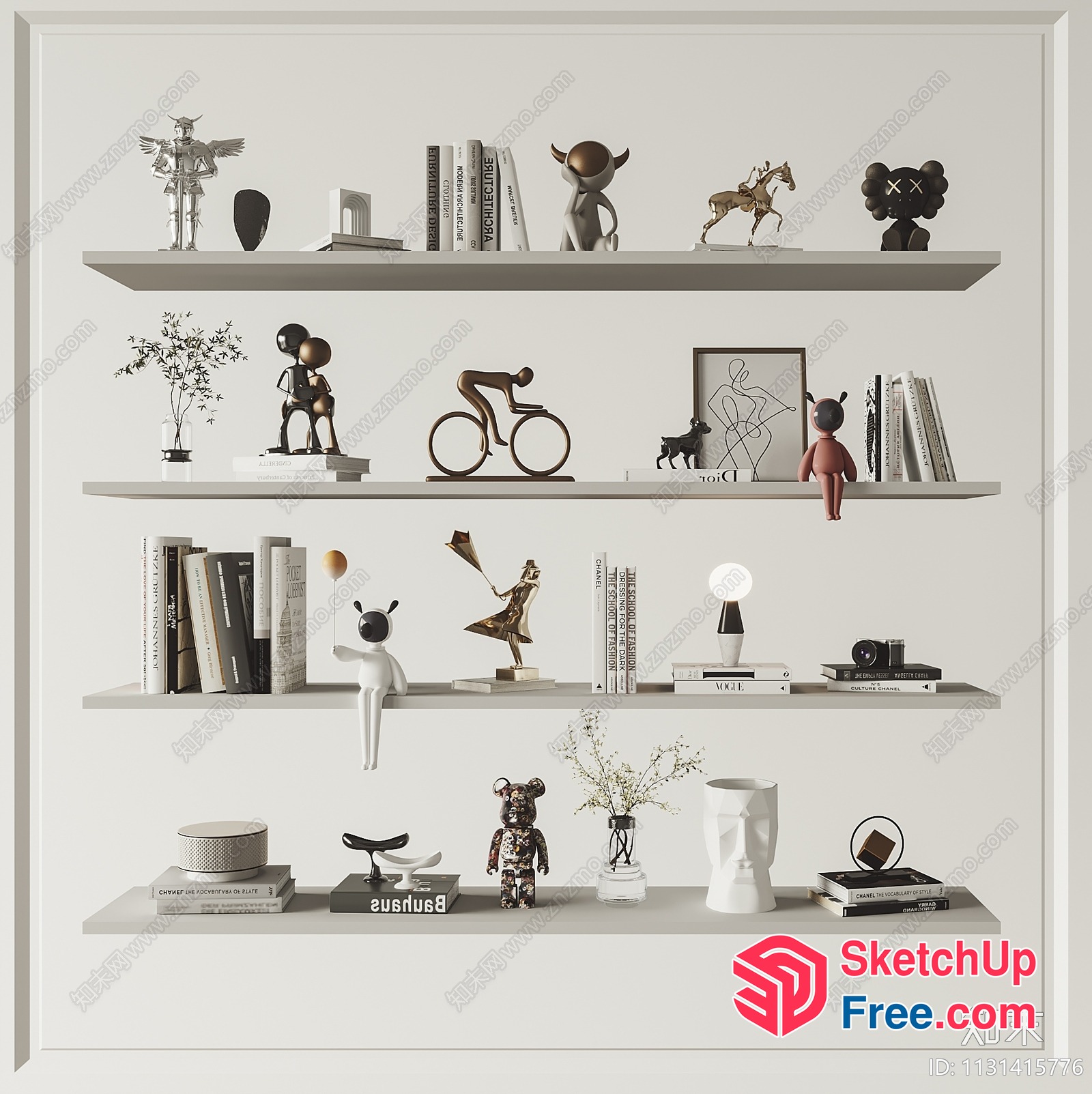 Modern Decorative Shelf With Unique Figurines And Artwork 3D SketchUp File