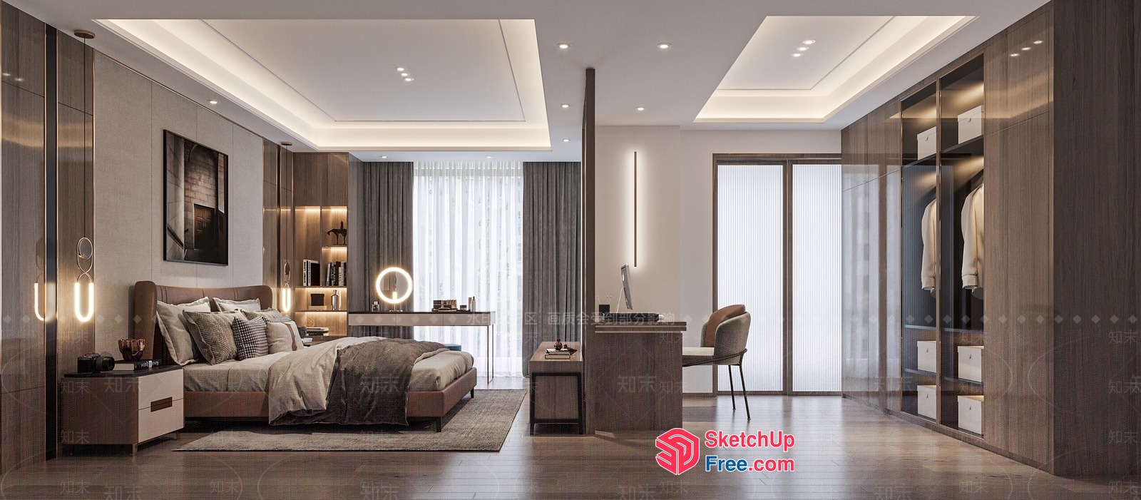 Modern Minimalist Bedroom Design With Sleek Furniture 3D SketchUp File