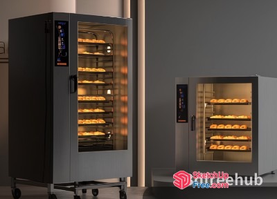 Modern Bakery Display Case With Warm Lighting 3D SketchUp File