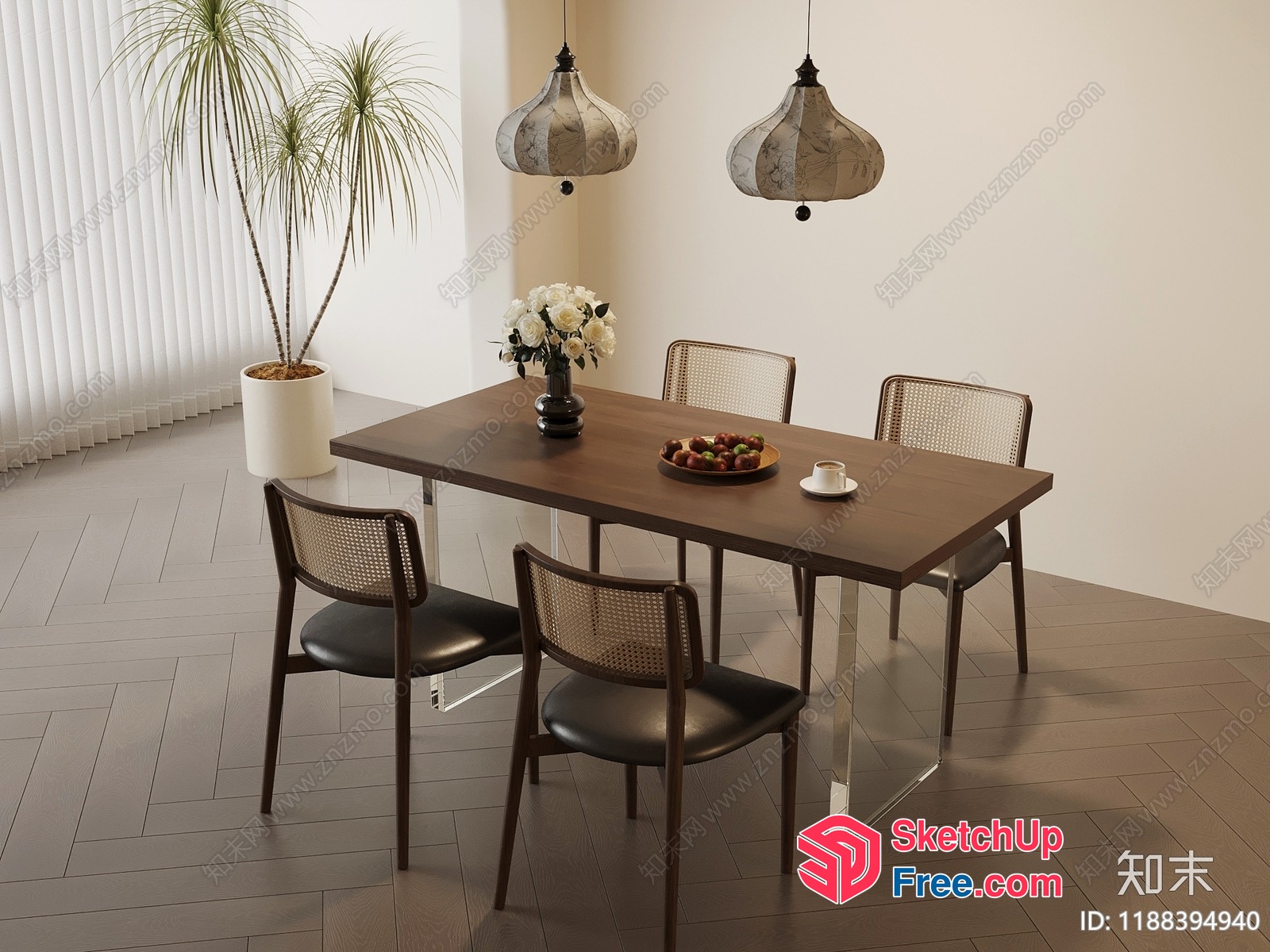 Modern Minimalist Dining Room With Elegant Lighting 3D SketchUp File