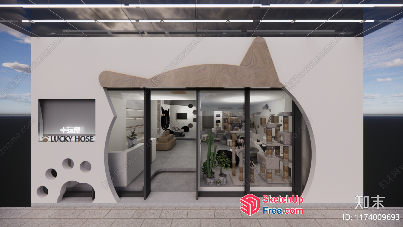 Modern Cat-Themed Pet Store 3D SketchUp File