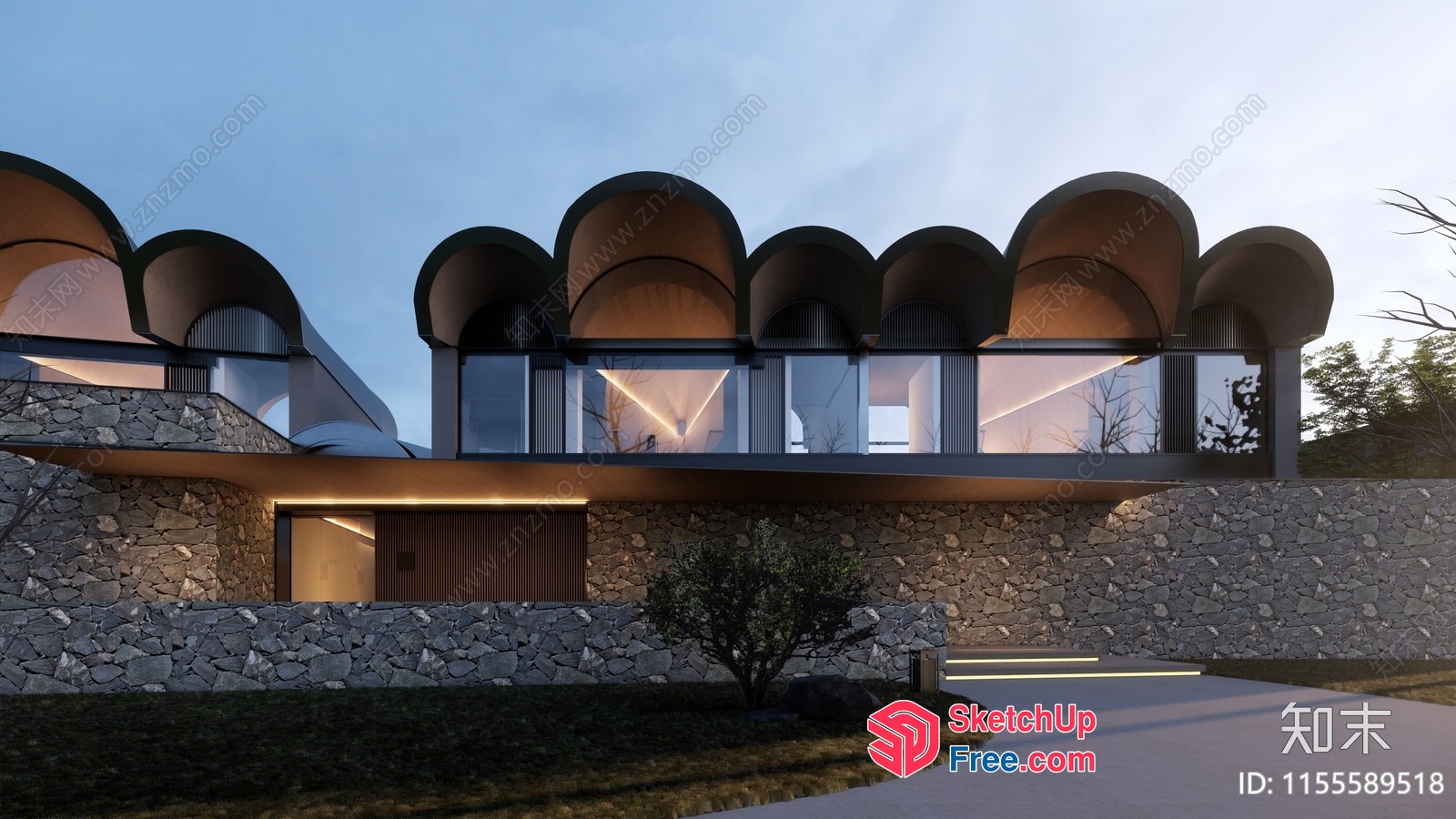 Luxurious Modern Villa With Unique Architecture 3D SketchUp File