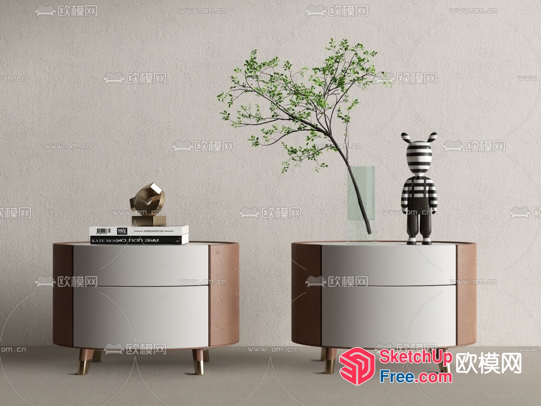 Modern Furniture Arrangement With Decorative Items 3D SketchUp File