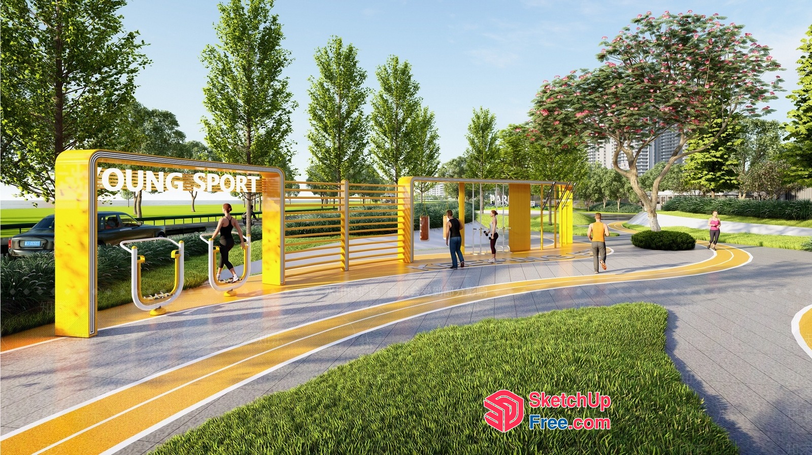 Outdoor Exercise Area For Young Adults 3D SketchUp File