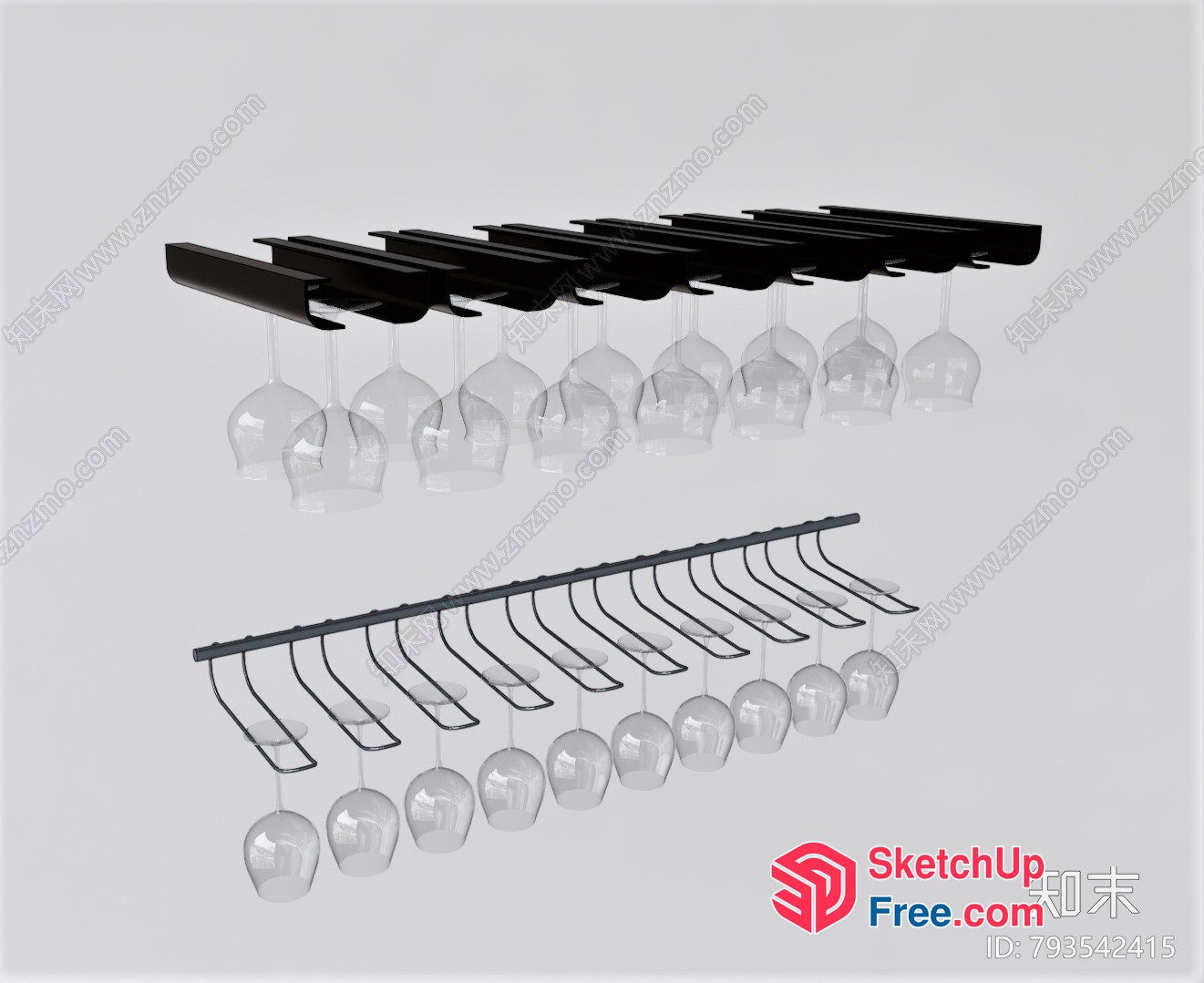 Modern Glassware Hanging Racks 3D SketchUp File