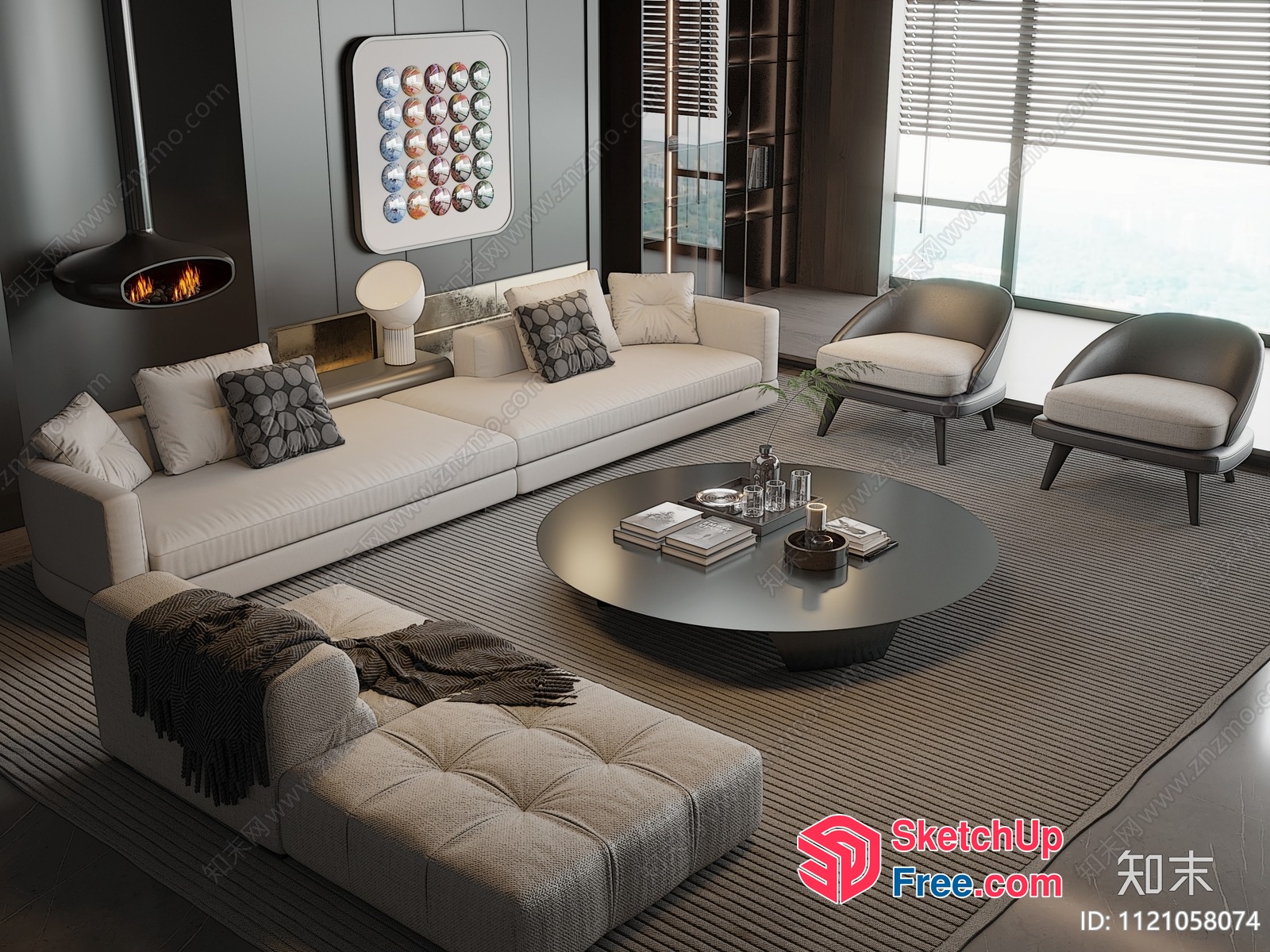 Modern Living Room With Neutral Color Scheme And Sleek Furniture 3D SketchUp File