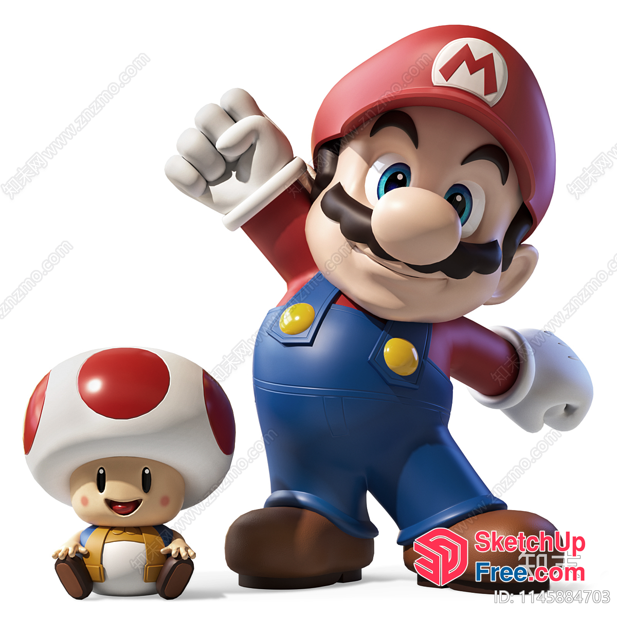 Colorful 3D Characters Mario And Toad 3D SketchUp File