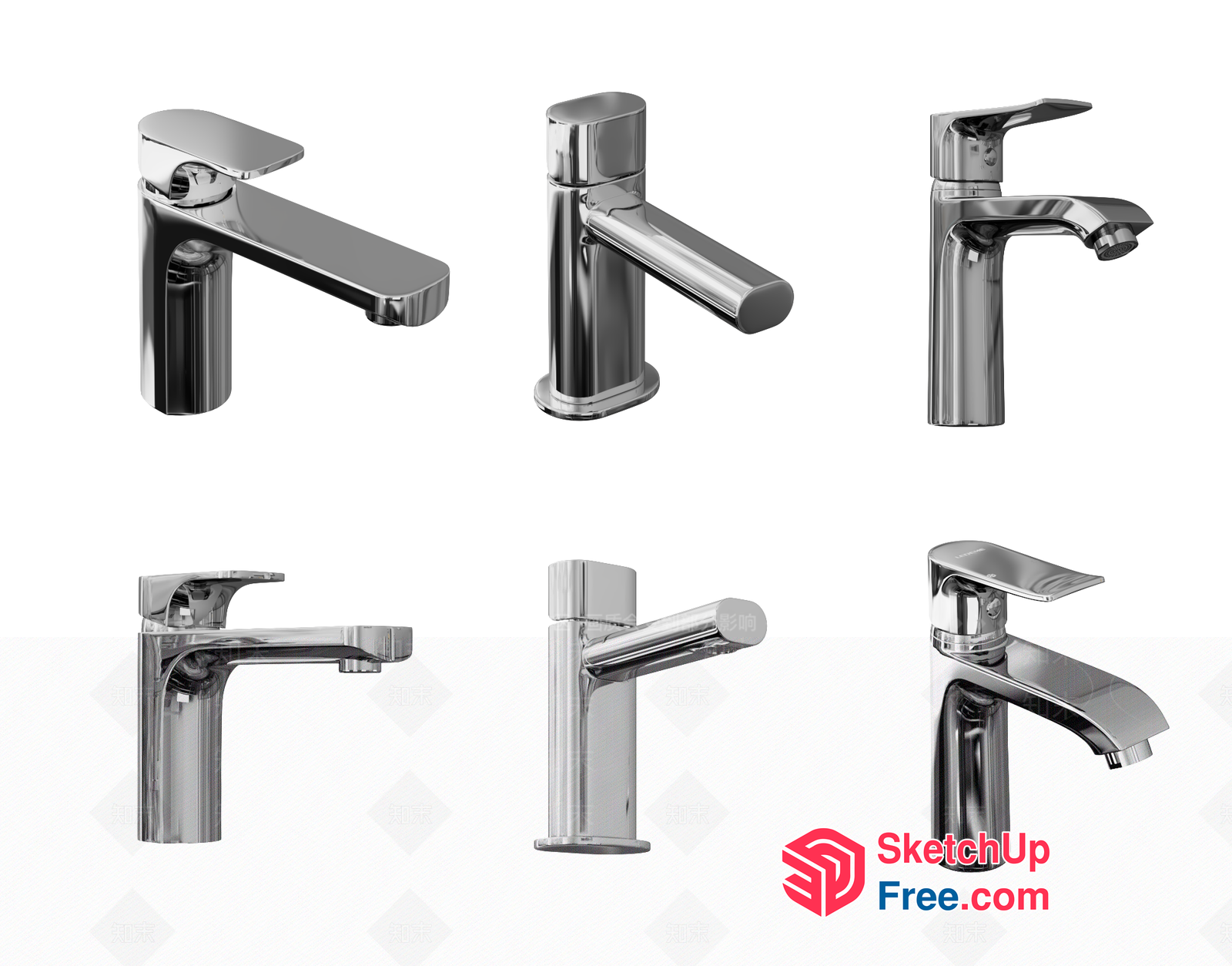 Modern Chrome Faucets In Various Styles 3D SketchUp File