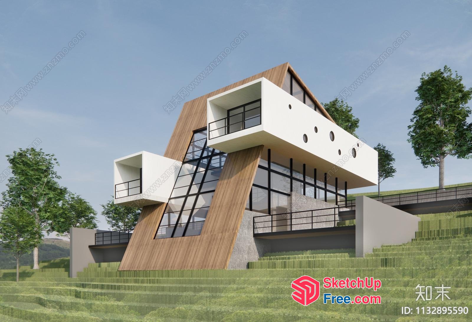 Modern Villa Exterior With Unique Architecture 3D SketchUp File