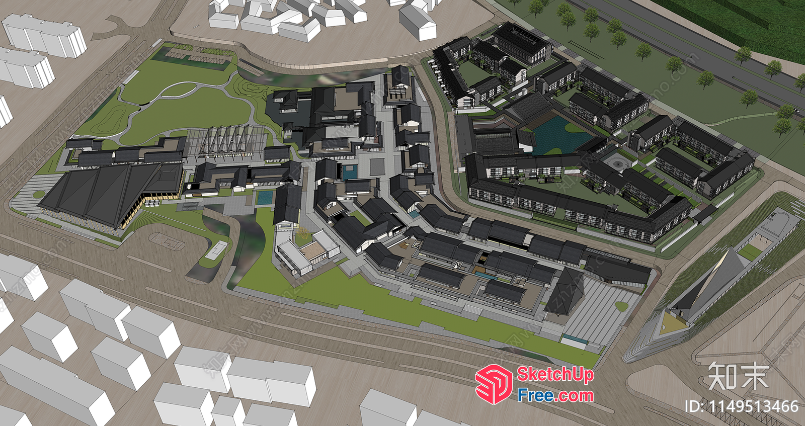 Modern Industrial Park And Office Buildings 3D SketchUp File