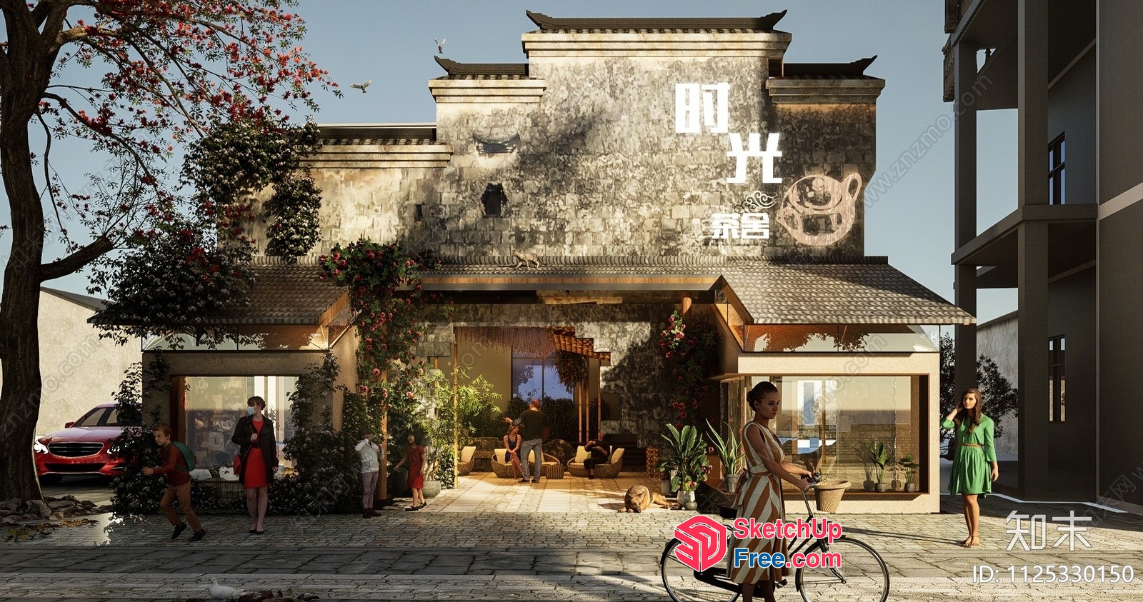 Traditional Asian Building Facade With Elegant Decor 3D SketchUp File
