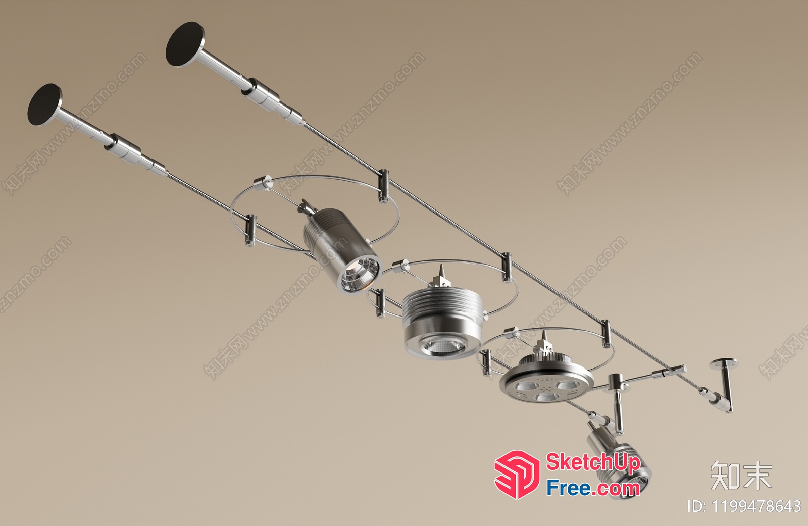 Silver Metal Ceiling Light Fixtures 3D SketchUp File