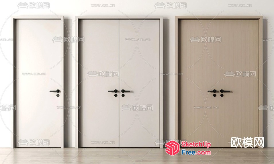 Four Doors In A Row 3D SketchUp File