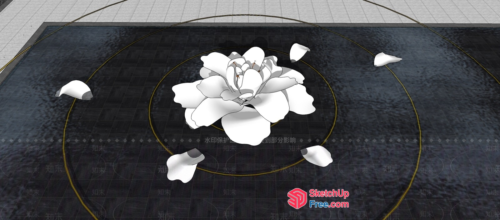 Elegant White Flower On A Dark Gray Floor 3D SketchUp File